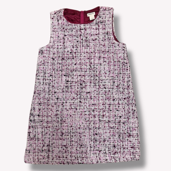 Crewcuts Other - Crewcuts Girls Tweed Shift Dress Size 7 Burgundy Pink Sleeveless Lined